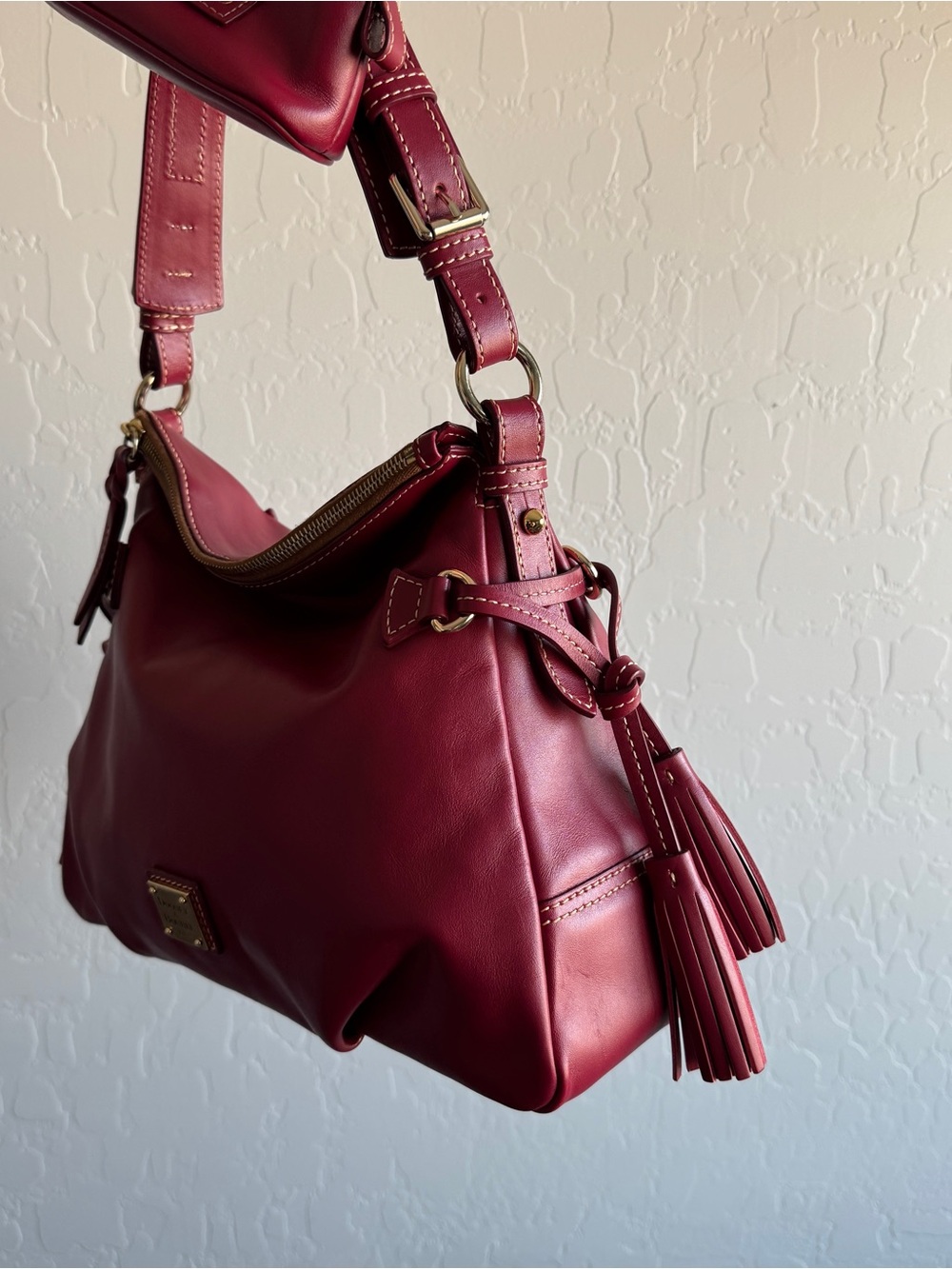 Dooney and bourke tegan satchel red burgundy EUC - Picture 2 of 13